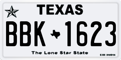 TX license plate BBK1623