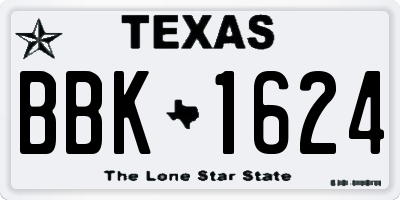 TX license plate BBK1624