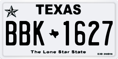 TX license plate BBK1627