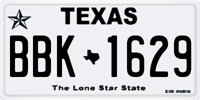 TX license plate BBK1629