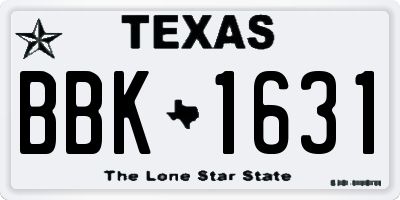 TX license plate BBK1631