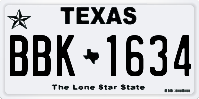 TX license plate BBK1634