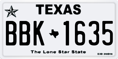 TX license plate BBK1635