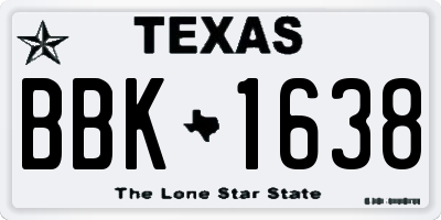 TX license plate BBK1638