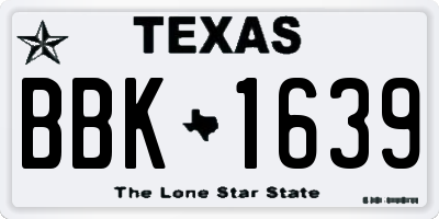 TX license plate BBK1639