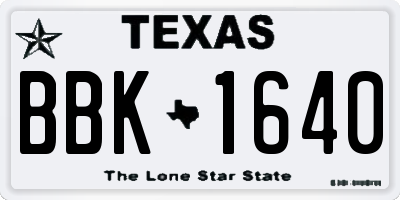 TX license plate BBK1640
