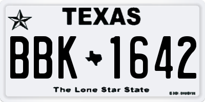 TX license plate BBK1642