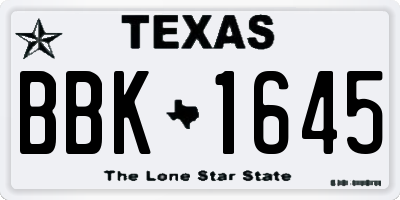 TX license plate BBK1645