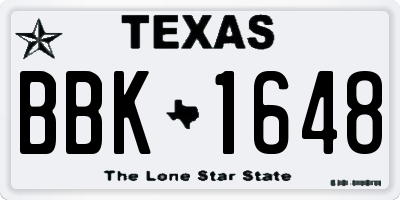 TX license plate BBK1648