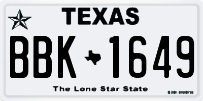 TX license plate BBK1649