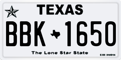 TX license plate BBK1650