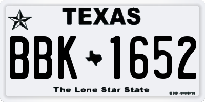 TX license plate BBK1652