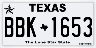 TX license plate BBK1653