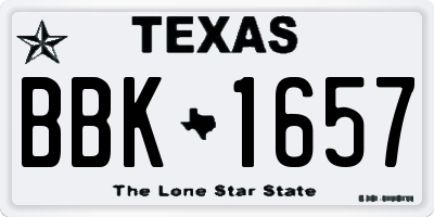 TX license plate BBK1657