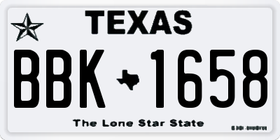 TX license plate BBK1658