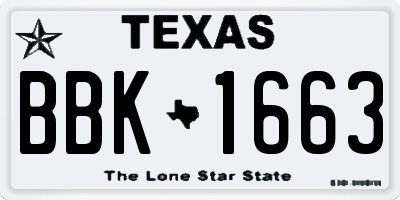 TX license plate BBK1663