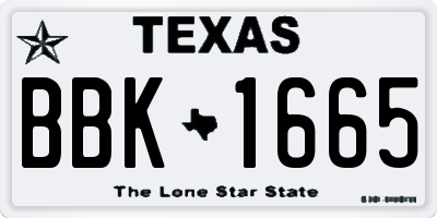 TX license plate BBK1665