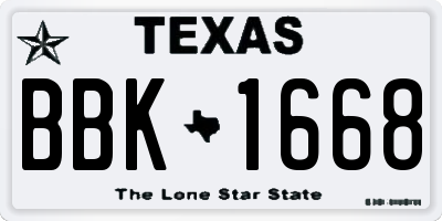 TX license plate BBK1668