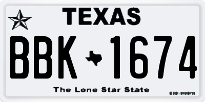 TX license plate BBK1674