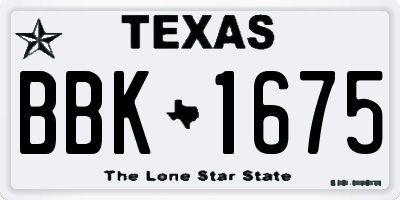TX license plate BBK1675