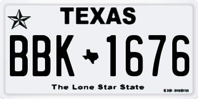 TX license plate BBK1676