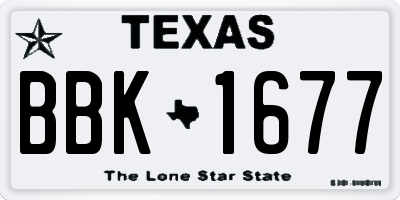 TX license plate BBK1677