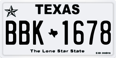 TX license plate BBK1678