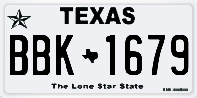 TX license plate BBK1679