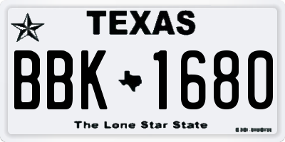 TX license plate BBK1680