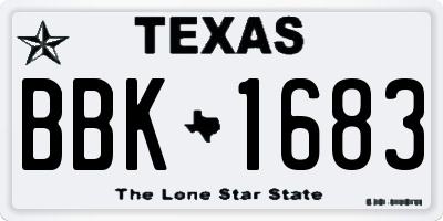 TX license plate BBK1683