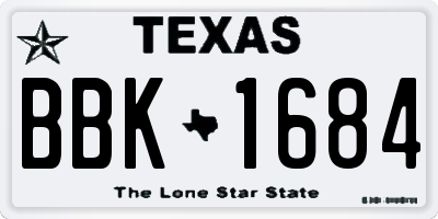 TX license plate BBK1684