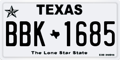 TX license plate BBK1685