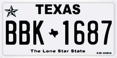 TX license plate BBK1687