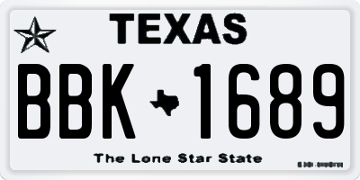 TX license plate BBK1689