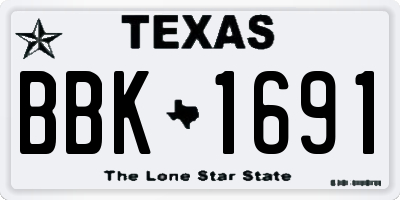 TX license plate BBK1691