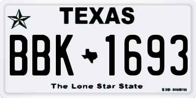 TX license plate BBK1693