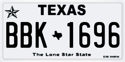 TX license plate BBK1696