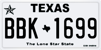 TX license plate BBK1699