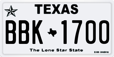 TX license plate BBK1700