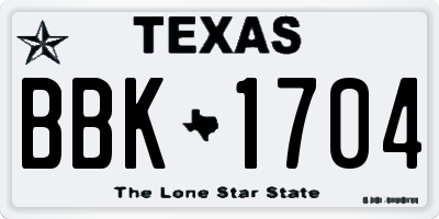 TX license plate BBK1704