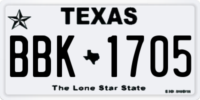 TX license plate BBK1705