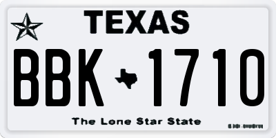 TX license plate BBK1710