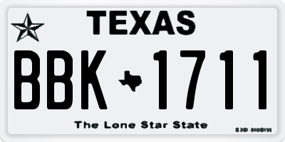 TX license plate BBK1711