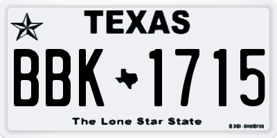 TX license plate BBK1715