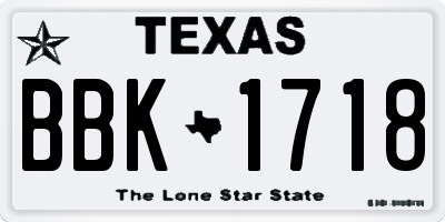 TX license plate BBK1718