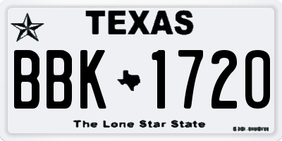 TX license plate BBK1720