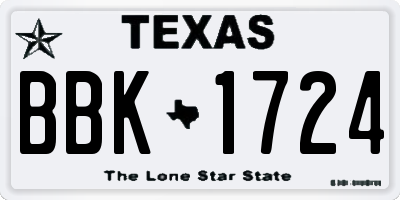 TX license plate BBK1724