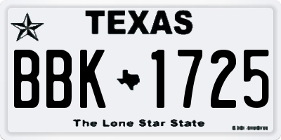 TX license plate BBK1725