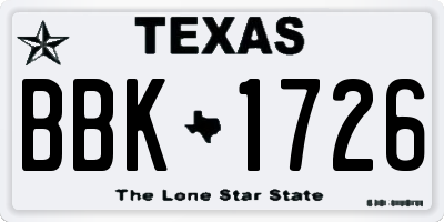 TX license plate BBK1726