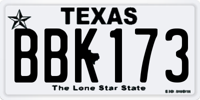 TX license plate BBK173